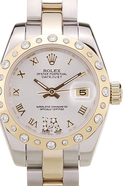 Aaa replica watch Dial Plated Diamond Case Stainless White Steel Rolex DateJust Brushed 0525
